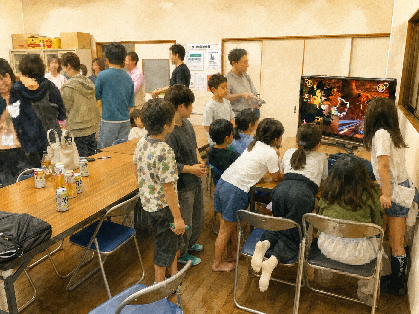 マリオカート大会で盛り上がる子どもたち